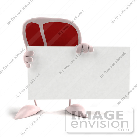 #50798 Royalty-Free (RF) Illustration Of A 3d T Bone Steak Mascot Holding A Blank Business Card - Version 1 by Julos