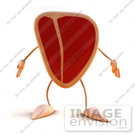 #50800 Royalty-Free (RF) Illustration Of A 3d T Bone Steak Mascot Facing Front - Version 1 by Julos