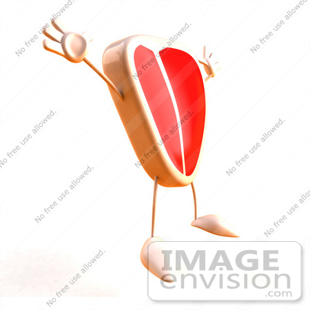 #50801 Royalty-Free (RF) Illustration Of A 3d T Bone Steak Mascot Jumping - Version 4 by Julos