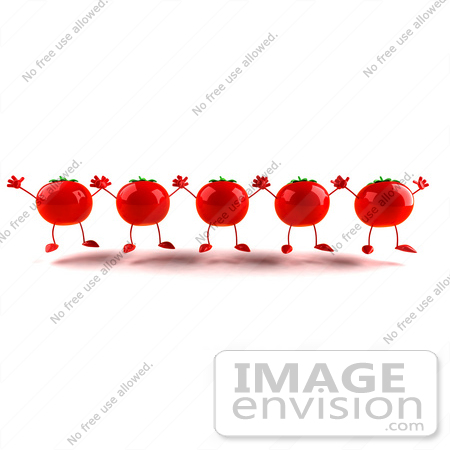 #50809 Royalty-Free (RF) Illustration Of 3d Red Tomato Characters Holding Their Arms Up by Julos