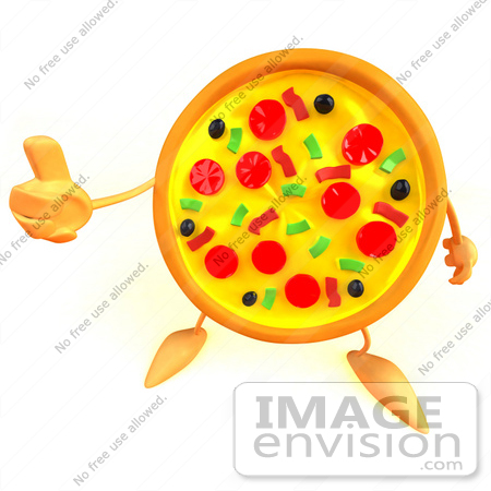 #50812 Royalty-Free (RF) Illustration Of A 3d Pizza Mascot Giving The Thumbs Up - Version 2 by Julos