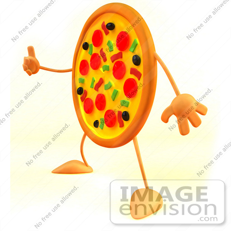 #50813 Royalty-Free (RF) Illustration Of A 3d Pizza Mascot Giving The Thumbs Up - Version 1 by Julos