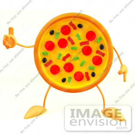 #50814 Royalty-Free (RF) Illustration Of A 3d Pizza Mascot Giving The Thumbs Up - Version 3 by Julos