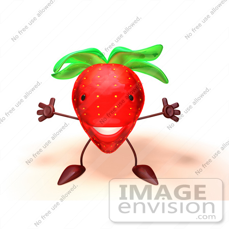 #50816 Royalty-Free (RF) Illustration Of A 3d Strawberry Character Holding His Arms Open - Version 1 by Julos