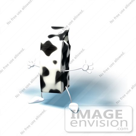 #50817 Royalty-Free (RF) Illustration Of A 3d Cow Patterned Milk Carton Character Holding Its Arms Out - Version 5 by Julos