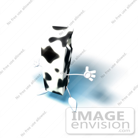 #50818 Royalty-Free (RF) Illustration Of A 3d Cow Patterned Milk Carton Character Holding Its Arms Out - Version 8 by Julos