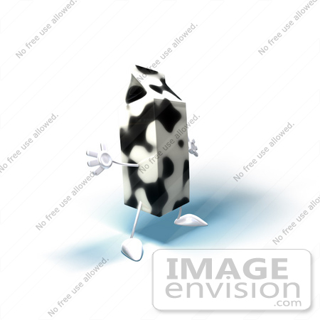 #50819 Royalty-Free (RF) Illustration Of A 3d Cow Patterned Milk Carton Character Holding Its Arms Out - Version 6 by Julos