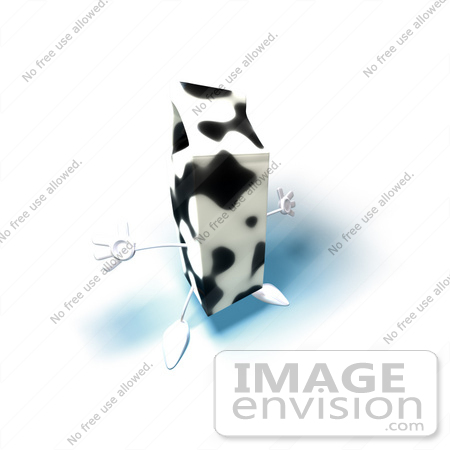 #50820 Royalty-Free (RF) Illustration Of A 3d Cow Patterned Milk Carton Character Holding Its Arms Out - Version 7 by Julos