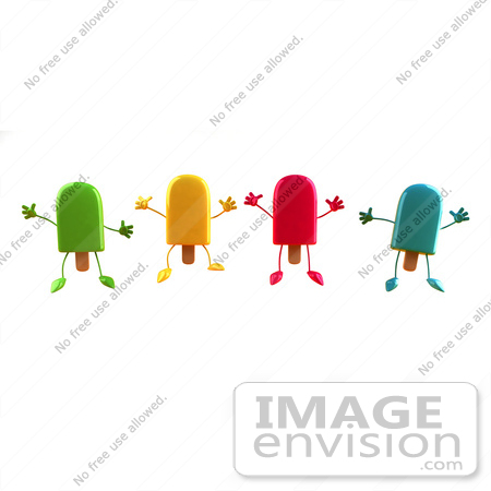 #50822 Royalty-Free (RF) Illustration Of 3d Ice Lolly Characters Jumping - Version 1 by Julos