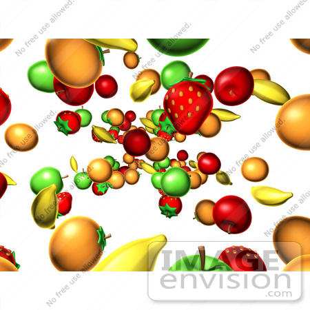 #50824 Royalty-Free (RF) Illustration Of A Background Of Fruits Raining Down - Version 1 by Julos