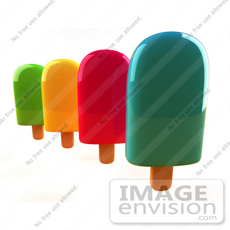 #50827 Royalty-Free (RF) Illustration Of A 3d Group Of Different Flavored Ice Lollies - Version 3 by Julos