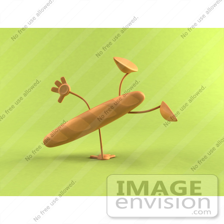 #50830 Royalty-Free (RF) Illustration Of A 3d Baguette Bread Character Doing A Cartwheel - Version 3 by Julos