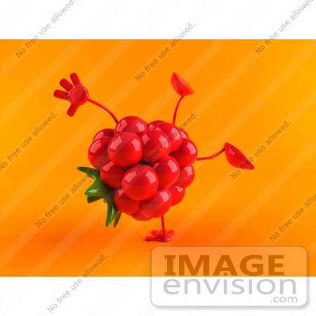 #50834 Royalty-Free (RF) Illustration Of A 3d Red Raspberry Character Doing A Cartwheel - Version 2 by Julos