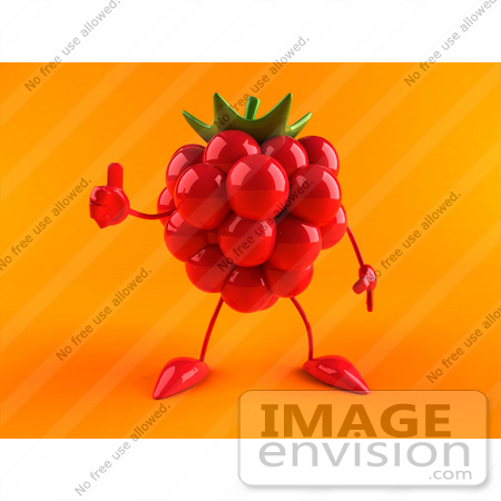 #50836 Royalty-Free (RF) Illustration Of A 3d Red Raspberry Character Giving The Thumbs Up - Version 2 by Julos