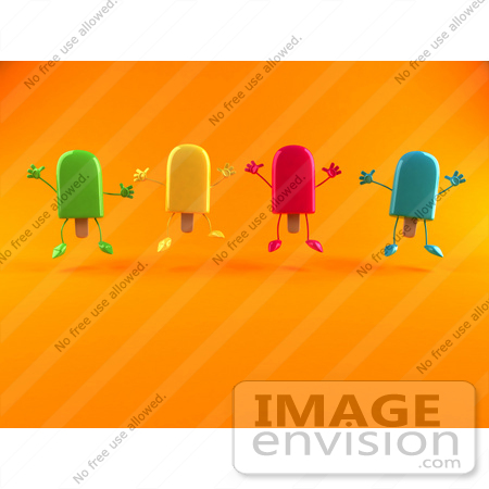 #50845 Royalty-Free (RF) Illustration Of 3d Ice Lolly Characters Jumping - Version 2 by Julos