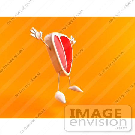 #50848 Royalty-Free (RF) Illustration Of A 3d Steak Character Jumping - Version 2 by Julos