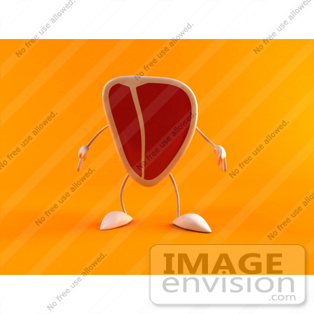 #50850 Royalty-Free (RF) Illustration Of A 3d Steak Character Facing Front - Version 2 by Julos