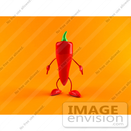 #50857 Royalty-Free (RF) Illustration Of A 3d Red Chili Pepper Character Facing Front - Version 2 by Julos