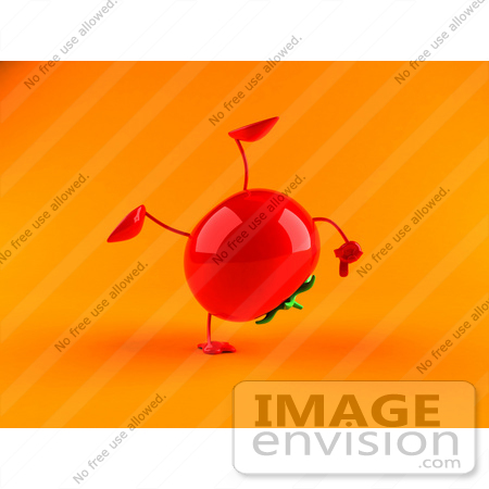#50866 Royalty-Free (RF) Illustration Of A 3d Tomato Character Doing A Cartwheel - Version 2 by Julos