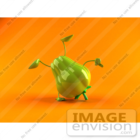 #50868 Royalty-Free (RF) Illustration Of A 3d Green Bell Pepper Character Doing A Cartwheel - Version 2 by Julos