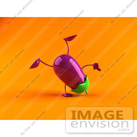 #50869 Royalty-Free (RF) Illustration Of A 3d Eggplant Character Doing A Cartwheel - Version 2 by Julos