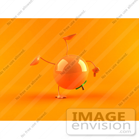 #50870 Royalty-Free (RF) Illustration Of A 3d Naval Orange Character Doing A Cartwheel - Version 2 by Julos