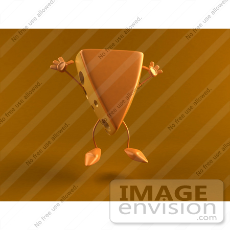 #50877 Royalty-Free (RF) Illustration Of A 3d Cheese Wedge Character Jumping - Version 3 by Julos