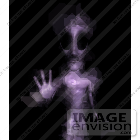 #50891 Royalty-Free (RF) Illustration of a 3d Extraterrestrial Alien Being Reaching Out From The Blackness Of A Screen by Julos