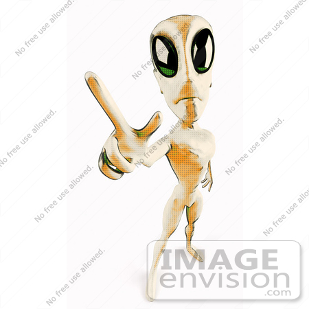 #50893 Royalty-Free (RF) Illustration Of A 3d Grungy Spotted Extraterrestrial Alien Being Holding Up A Finger, Here In Peace by Julos
