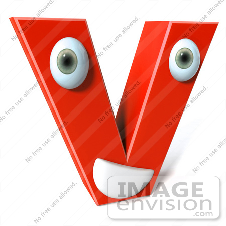 #50894 Royalty-Free (RF) Illustration Of A 3d Red Character Letter V by Julos