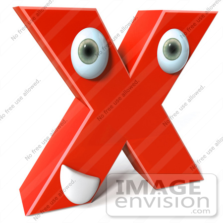 #50895 Royalty-Free (RF) Illustration Of A 3d Red Character Letter X by Julos