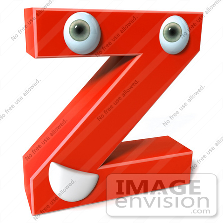 #50898 Royalty-Free (RF) Illustration Of A 3d Red Character Letter Z by Julos