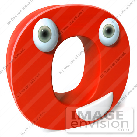 #50907 Royalty-Free (RF) Illustration Of A 3d Red Character Letter O by Julos