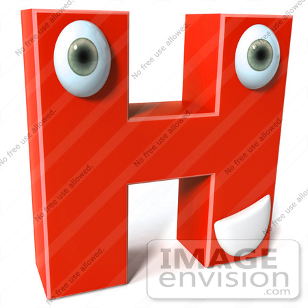 #50908 Royalty-Free (RF) Illustration Of A 3d Red Character Letter H by Julos
