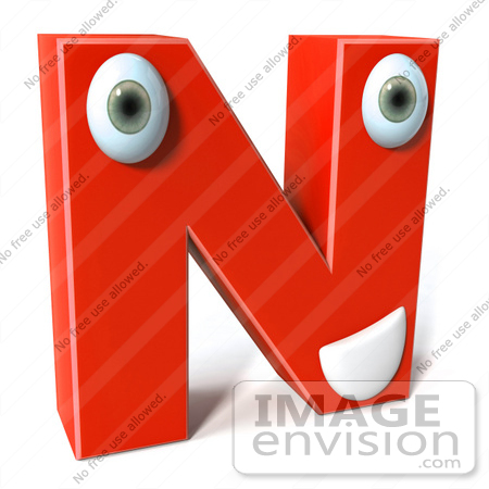 #50909 Royalty-Free (RF) Illustration Of A 3d Red Character Letter N by Julos