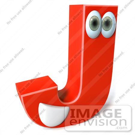 #50911 Royalty-Free (RF) Illustration Of A 3d Red Character Letter J by Julos