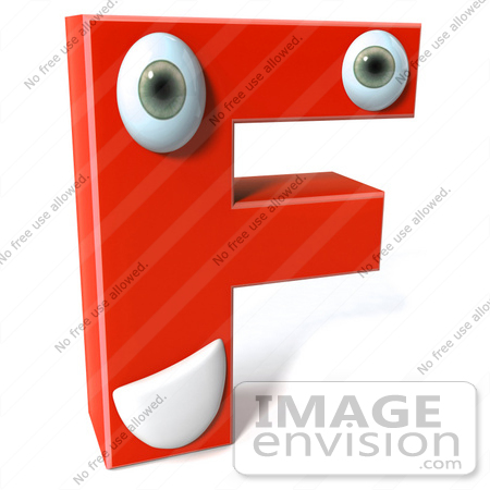 #50915 Royalty-Free (RF) Illustration Of A 3d Red Character Letter F by Julos