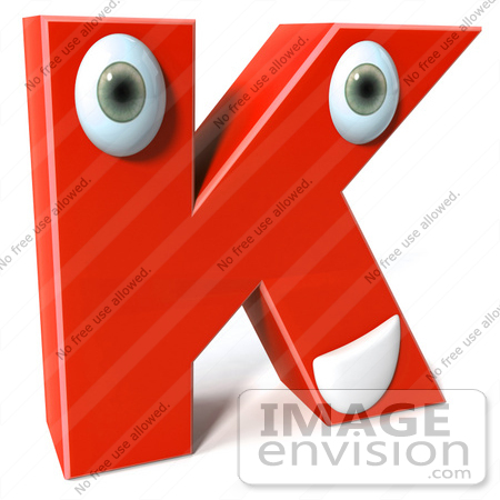 #50917 Royalty-Free (RF) Illustration Of A 3d Red Character Letter K by Julos