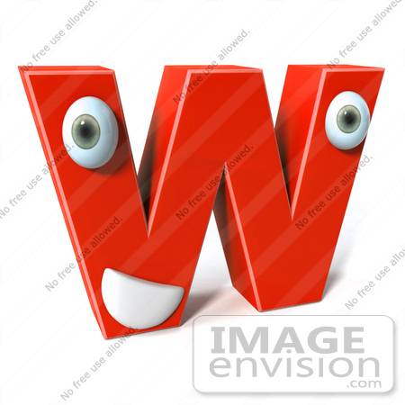 #50918 Royalty-Free (RF) Illustration Of A 3d Red Character Letter W by Julos