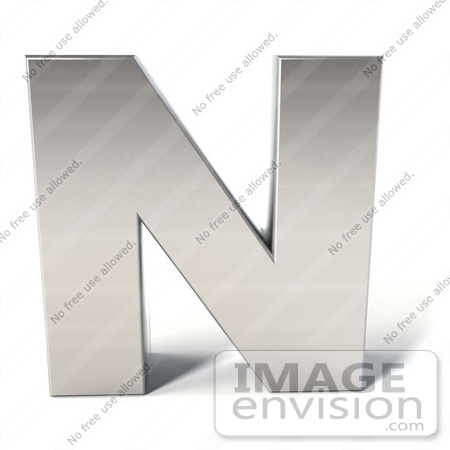 #50937 Royalty-Free (RF) Illustration Of A 3d Chrome Alphabet Letter N by Julos