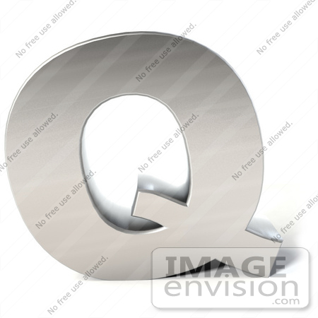 #50940 Royalty-Free (RF) Illustration Of A 3d Chrome Alphabet Letter Q by Julos