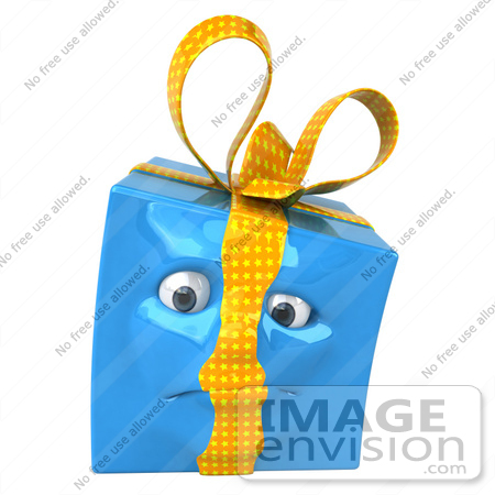 #50946 Royalty-Free (RF) Illustration Of A Blue 3d Present Mascot - Version 5 by Julos