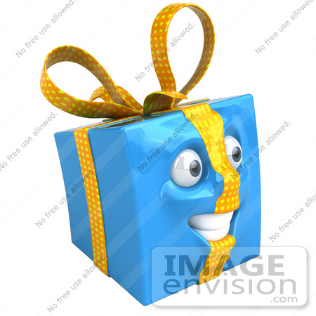 #50950 Royalty-Free (RF) Illustration Of A Blue 3d Present Mascot - Version 2 by Julos