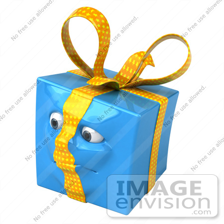 #50951 Royalty-Free (RF) Illustration Of A Blue 3d Present Mascot - Version 4 by Julos
