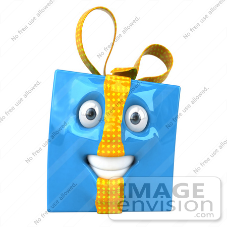 #50959 Royalty-Free (RF) Illustration of a Blue 3d Present Mascot - Version 1 by Julos