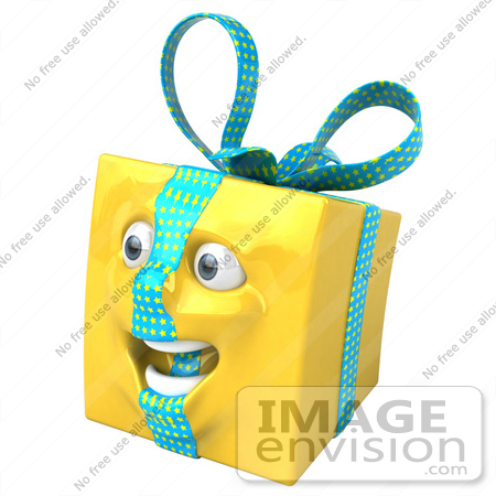 #50984 Royalty-Free (RF) Illustration Of A Yellow 3d Present Mascot - Version 3 by Julos