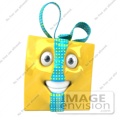 #50985 Royalty-Free (RF) Illustration Of A Yellow 3d Present Mascot - Version 1 by Julos
