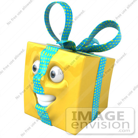 #50987 Royalty-Free (RF) Illustration Of A Yellow 3d Present Mascot - Version 2 by Julos