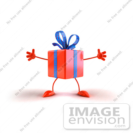 #51009 Royalty-Free (RF) Illustration Of A 3d Orange Present Character With Open Arms by Julos