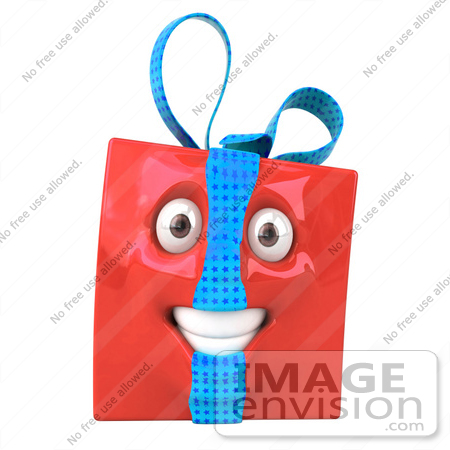 #51011 Royalty-Free (RF) Illustration of a Red 3d Present Mascot by Julos